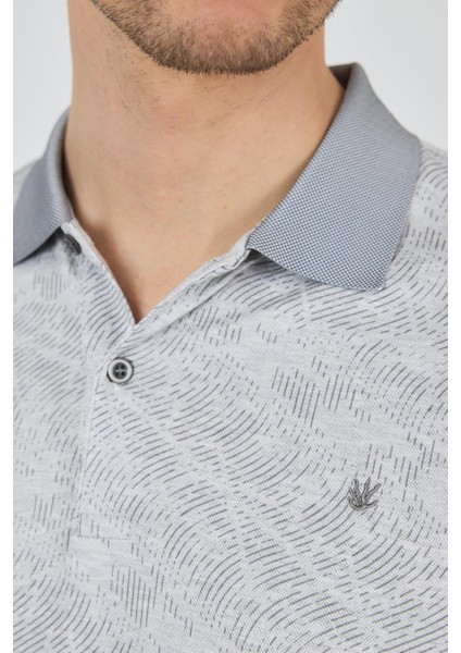 Gri Kısa Kol Baskılı Pike Polo Yaka Cepsiz esnek Casual Slim Fit Tişört 1011250152 fırsatları