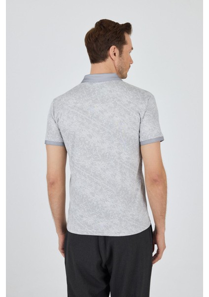 Gri Kısa Kol Baskılı Pike Polo Yaka Cepsiz esnek Casual Slim Fit Tişört 1011250152 indirimleri