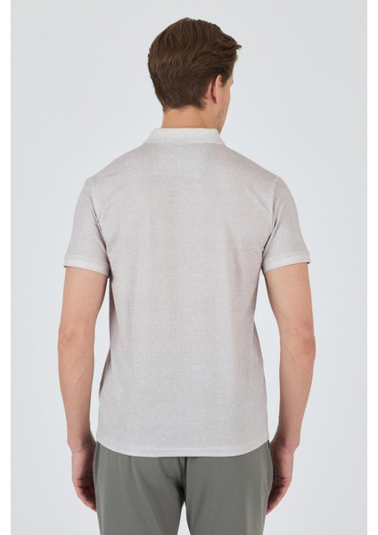 Bej Kısa Kol Baskılı Pike Polo Yaka Cepsiz esnek Casual Slim Fit Tişört 1011250153 indirimleri