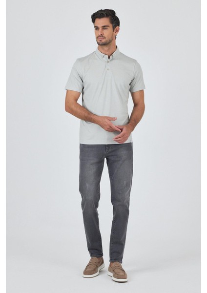 Gri Kısa Kol Düz Suprem Polo Yaka Cepsiz Pamuklu Casual Slim Fit Tişört 1011250160_601 modelleri