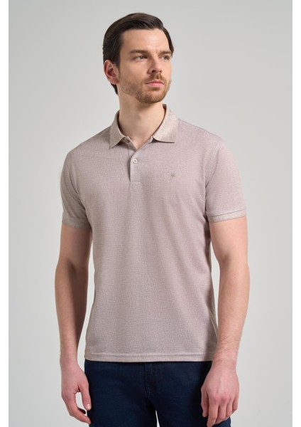 Koyu Vizon Kısa Kol Baskılı Pike Polo Yaka Cepsiz Esnek Casual Slim Fit Tişört 1011250151 modelleri