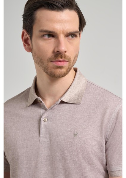 Koyu Vizon Kısa Kol Baskılı Pike Polo Yaka Cepsiz Esnek Casual Slim Fit Tişört 1011250151 fırsatları