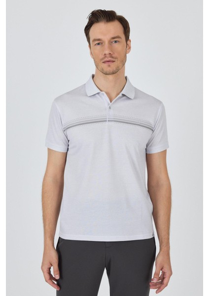 Kısa Kol Baskılı Pike Polo Yaka Cepsiz Slim Fit Tişört 1011250168