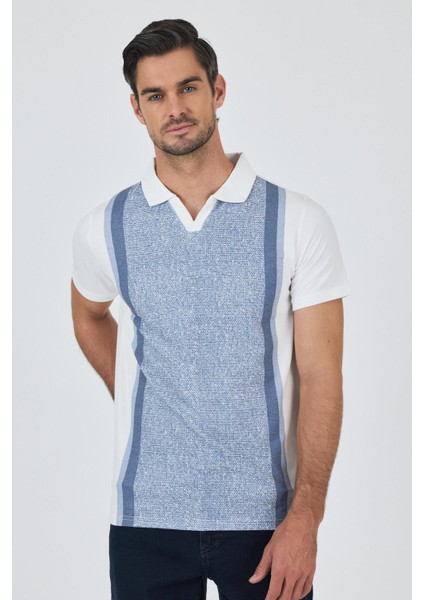 Kısa Kol Baskılı Suprem Italyan Yaka Cepsiz Slim Fit Tişört 1011250123