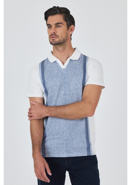 Kısa Kol Baskılı Suprem Italyan Yaka Cepsiz Slim Fit Tişört 1011250123 modelleri