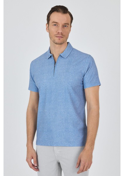 Mavi Polo Yaka Kısa Kol Cepsiz Slim Fit Classic Tişört 1011250176