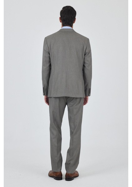 Bej Mono Yaka Esnek 6 Drop Comfort Fit Classic Takım Elbise 1001250152