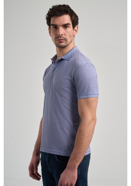 Lacivert Kısa Kol Baskılı Pike Polo Yaka Cepsiz Esnek Casual Slim Fit Tişört 1011250151 modelleri