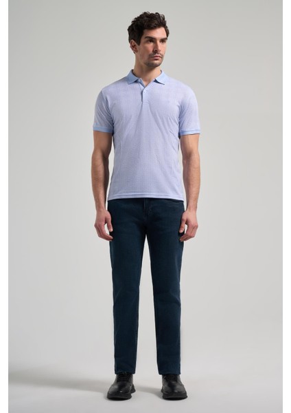 Koyu Mavi Kısa Kol Baskılı Pike Polo Yaka Cepsiz Esnek Casual Slim Fit Tişört 1011250150 fiyatları