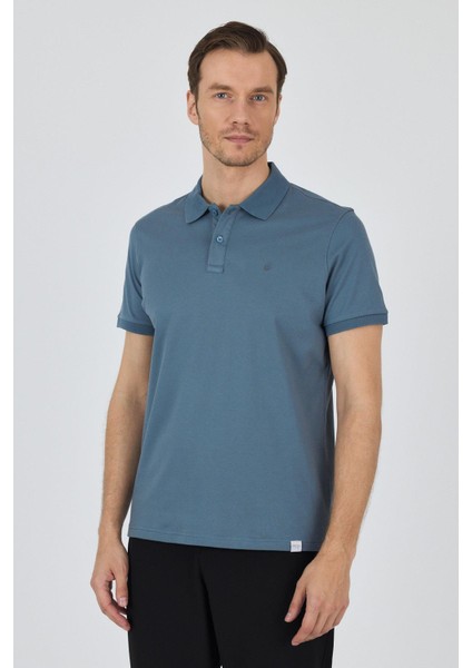 Mavi Kısa Kol Düz Pike Polo Yaka Cepsiz Pamuk Casual Slim Fit Tişört 1011250157_302