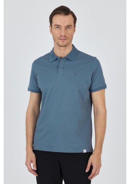 Mavi Kısa Kol Düz Pike Polo Yaka Cepsiz Pamuk Casual Slim Fit Tişört 1011250157_302