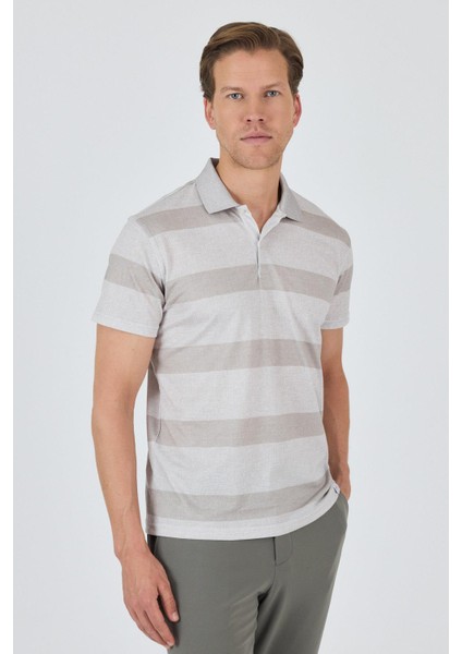 Kısa Kol Desenli Pike Polo Yaka Cepsiz Slim Fit Tişört 1011250128