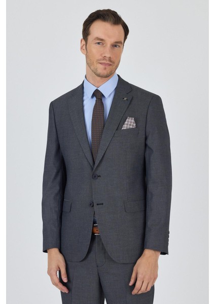 Koyu Antrasit Mono Yaka Esnek 6 Drop Comfort Fit Classic Takım Elbise 1001250152 modelleri