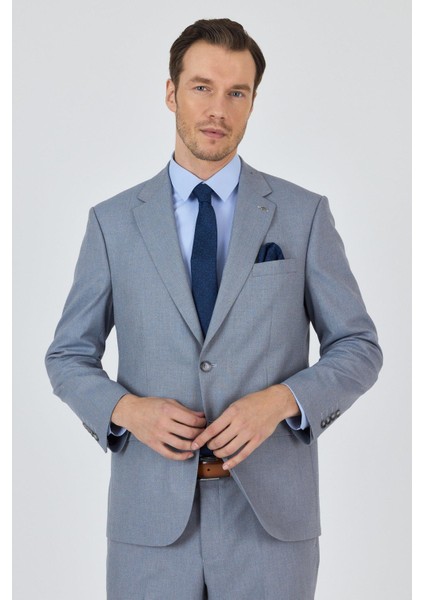 Mavi Mono Yaka Astarlı Çift Yırtmaç Esnek 4 Drop Comfort Fit Classic Takım Elbise 1001250160