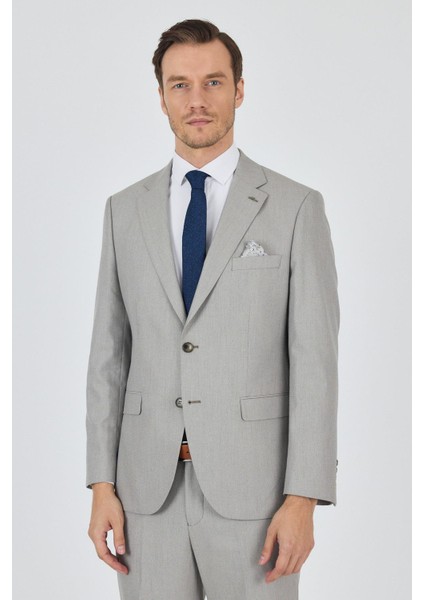 Açık Bej Mono Yaka Astarlı Çift Yırtmaç Esnek 6 Drop Comfort Fit Classic Takım Elbise 1001250161 modelleri