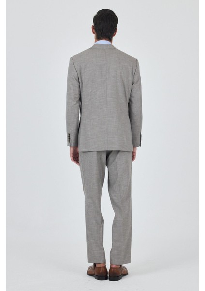 Bej Mono Yaka Esnek 4 Drop Comfort Fit Classic Takım Elbise 1001250159