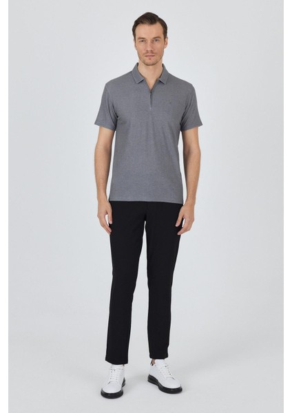 Koyu Antrasit Polo Yaka Kısa Kol Cepsiz Slim Fit Classic Tişört 1011250176 fiyatları