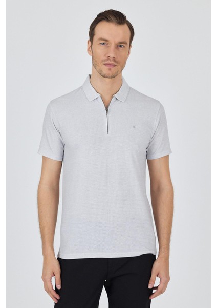 Gri Polo Yaka Kısa Kol Cepsiz Slim Fit Classic Tişört 1011250176