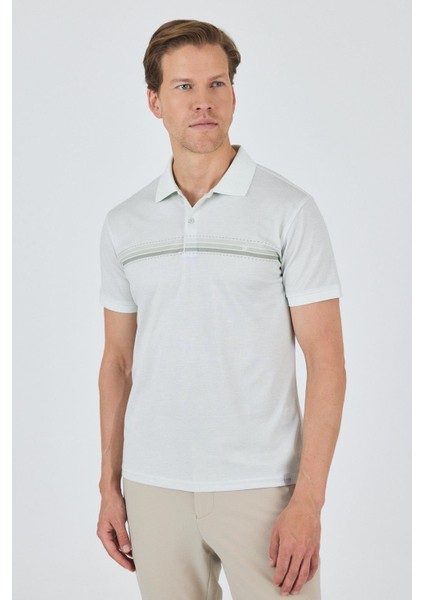 Kısa Kol Baskılı Pike Polo Yaka Cepsiz Slim Fit Tişört 1011250168