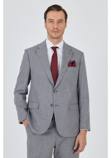 Gri Mono Yaka Esnek 4 Drop Comfort Fit Classic Takım Elbise 1001250159