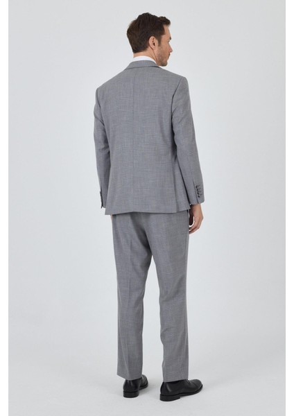 Gri Mono Yaka Esnek 4 Drop Comfort Fit Classic Takım Elbise 1001250159