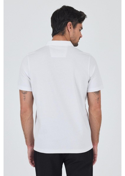 Beyaz Kısa Kol Düz Suprem Polo Yaka Cepsiz Pamuklu Casual Slim Fit Tişört 1011250164_600 indirimleri