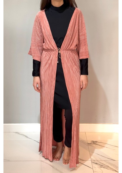 Piliseli Kimono Pareo Kaftan Bağlanabilir RPK004 Pudra