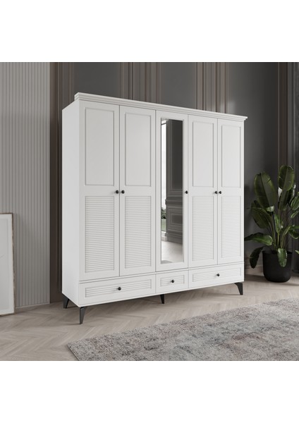 Nisa Gardırop,5 Kapaklı Dolap 200 cm