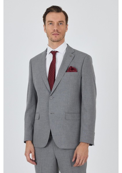 Gri Mono Yaka Esnek 6 Drop Comfort Fit Classic Takım Elbise 1001250104