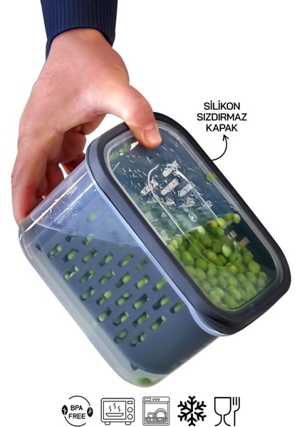 12 Parça Şeffaf Fresh Süzgeçli Buzdolabı Saklama Seti