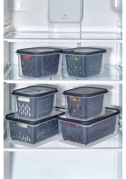 12 Parça Şeffaf Fresh Süzgeçli Buzdolabı Saklama Seti