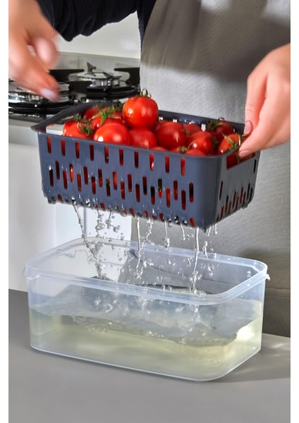 12 Parça Şeffaf Fresh Süzgeçli Buzdolabı Saklama Seti
