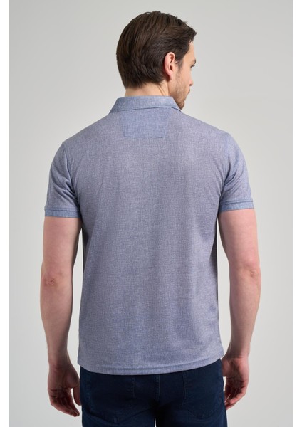 Koyu Lacivert Kısa Kol Baskılı Pike Polo Yaka Cepsiz Esnek Casual Slim Fit Tişört 1011250151 indirimleri