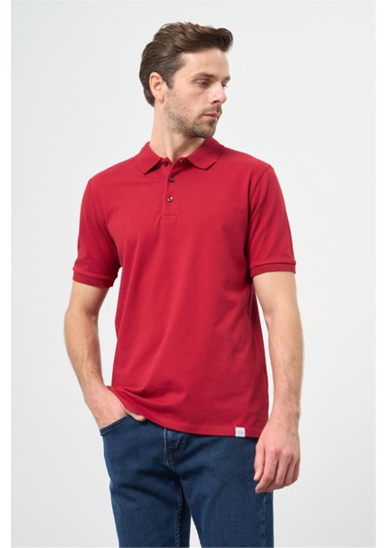 Bordo Kısa Kol Düz Pike Polo Yaka Casual Slim Fit Tişört 1011240194 fiyatları