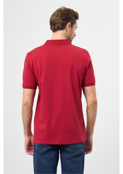 Bordo Kısa Kol Düz Pike Polo Yaka Casual Slim Fit Tişört 1011240194 fırsatları