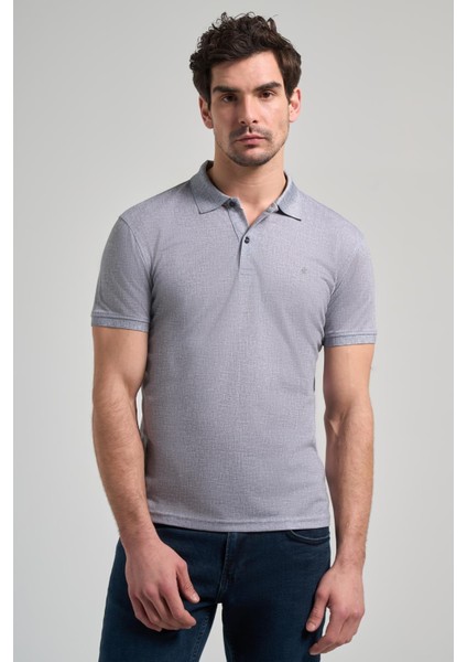 Füme Kısa Kol Baskılı Pike Polo Yaka Cepsiz Esnek Casual Slim Fit Tişört 1011250151