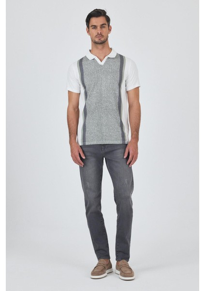 Kısa Kol Baskılı Suprem Italyan Yaka Cepsiz Slim Fit Tişört 1011250123 modelleri