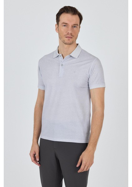 Gri Kısa Kol Baskılı Pike Polo Yaka Cepsiz Esnek Casual Slim Fit Tişört 1011250153 modelleri