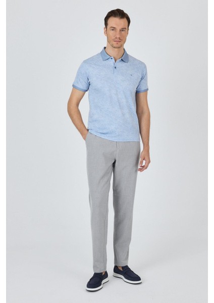 Koyu Mavi Kısa Kol Baskılı Pike Polo Yaka Cepsiz Esnek Casual Slim Fit Tişört 1011250152 fiyatları