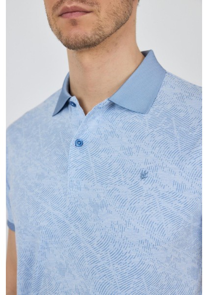Koyu Mavi Kısa Kol Baskılı Pike Polo Yaka Cepsiz Esnek Casual Slim Fit Tişört 1011250152 fırsatları