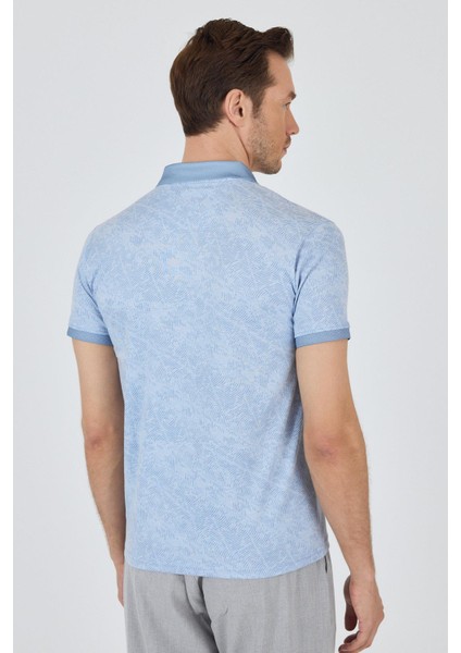 Koyu Mavi Kısa Kol Baskılı Pike Polo Yaka Cepsiz Esnek Casual Slim Fit Tişört 1011250152 indirimleri