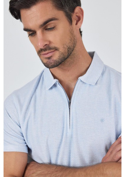 Koyu Mavi Polo Yaka Kısa Kol Cepsiz Slim Fit Classic Tişört 1011250176 fırsatları