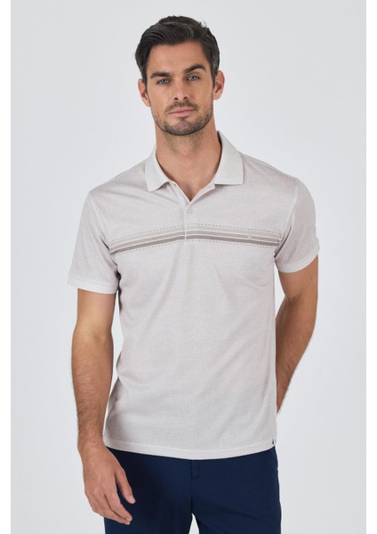 Kısa Kol Baskılı Pike Polo Yaka Cepsiz Slim Fit Tişört 1011250168