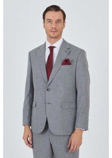 Gri Mono Yaka Esnek 4 Drop Comfort Fit Classic Takım Elbise 1001250159