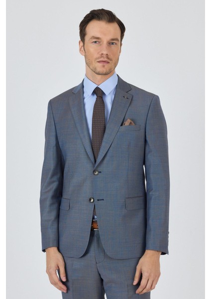 Mavi Mono Yaka Düz 2 Düğme Classic Yünlü Slim Fit Takım Elbise 1001250175