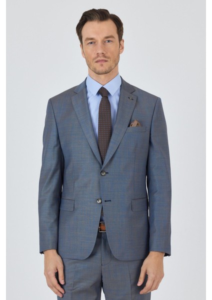 Mavi Mono Yaka Düz 2 Düğme Classic Yünlü Slim Fit Takım Elbise 1001250175
