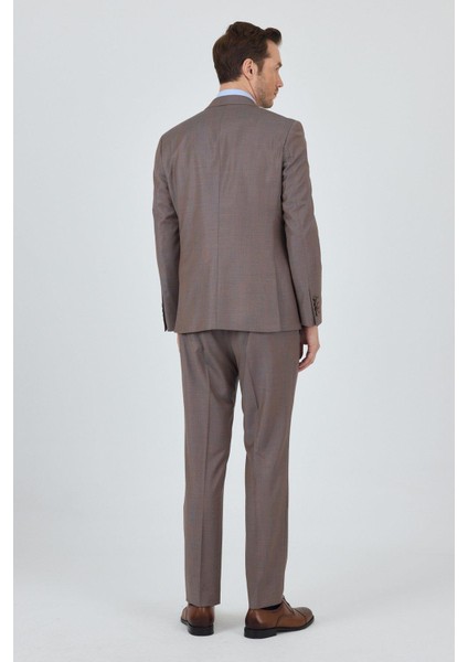 Turuncu Mono Yaka Düz 2 Düğme Classic Yünlü Slim Fit Takım Elbise 1001250175