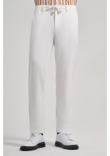 Açık Krem Düz Bez Ayağı Esnek Yan Cep Slim Fit Classic Pantolon 1003240169