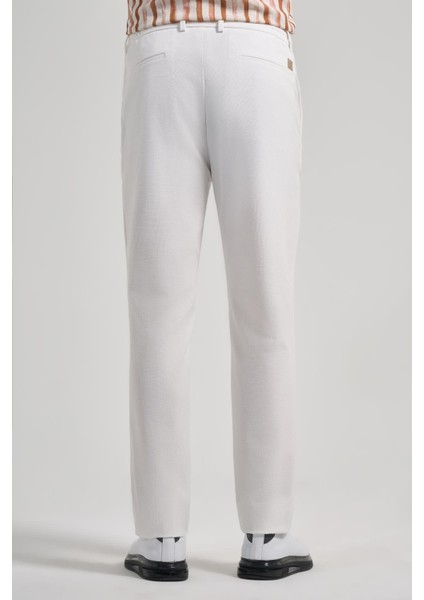 Açık Krem Düz Bez Ayağı Esnek Yan Cep Slim Fit Classic Pantolon 1003240169