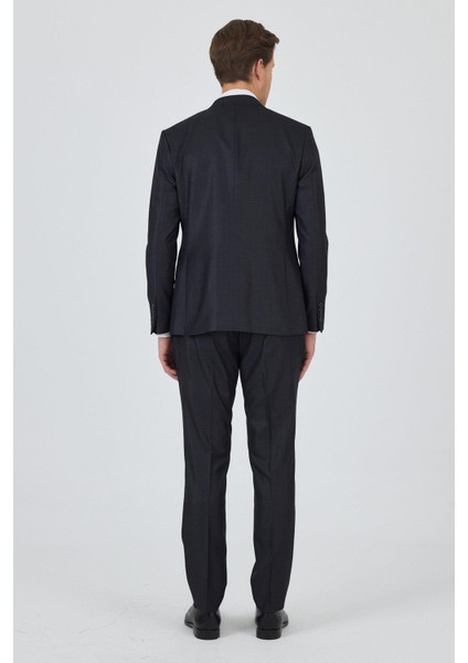 Düz Filafil Mono Yaka Tam Astar Yelekli 6 Drop Slim Fit Takım Elbise 1001250171